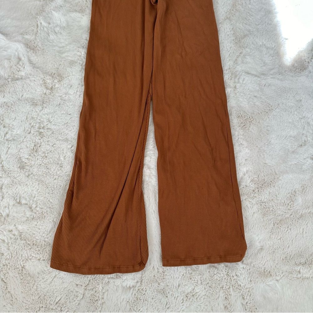Free People FP Beach orange yellow flare yoga pants with ribbing and slit - Picture 8 of 8